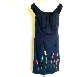 Vintage ABS  Y2K  dress size 12 embroidered trim  peasant neckline & sleeves